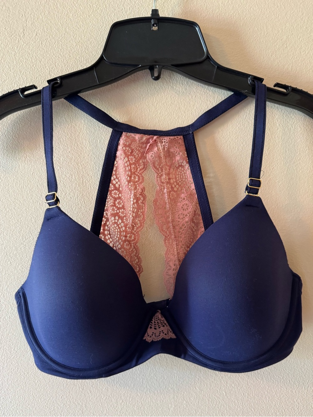 Soma Navy Blue Lace-Back Push-Up Bra